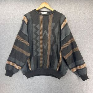 St. Croix Shop Size XL Wool Sweater‎ USA Vintage Knit Neutral Striped Crewneck